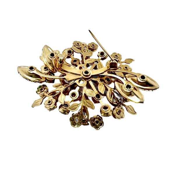 Vintage Brooch Emerald Green Rhinestones - Picture 3 of 4